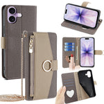 For iPhone 17 Case Mirror Wallet Leather Phone Cover with Chain Shoulder Strap
