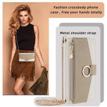 For iPhone 17 Pro Max Case Mirror Wallet Leather Phone Cover with Chain Shoulder Strap