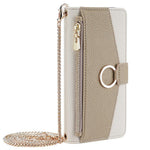 For iPhone 17 Pro Max Case Mirror Wallet Leather Phone Cover with Chain Shoulder Strap