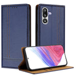 For Samsung Galaxy M36 5G Case L-Shaped Grid Pattern Leather Stand Phone Cover with Card Slots