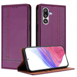 For Samsung Galaxy M36 5G Case L-Shaped Grid Pattern Leather Stand Phone Cover with Card Slots
