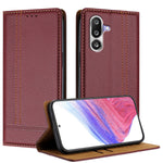 For Samsung Galaxy M36 5G Case L-Shaped Grid Pattern Leather Stand Phone Cover with Card Slots