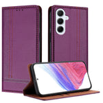 Til Samsung Galaxy M56 5G Etui L-formet Gittermønster Læder Stander Telefoncover med Kortlommer