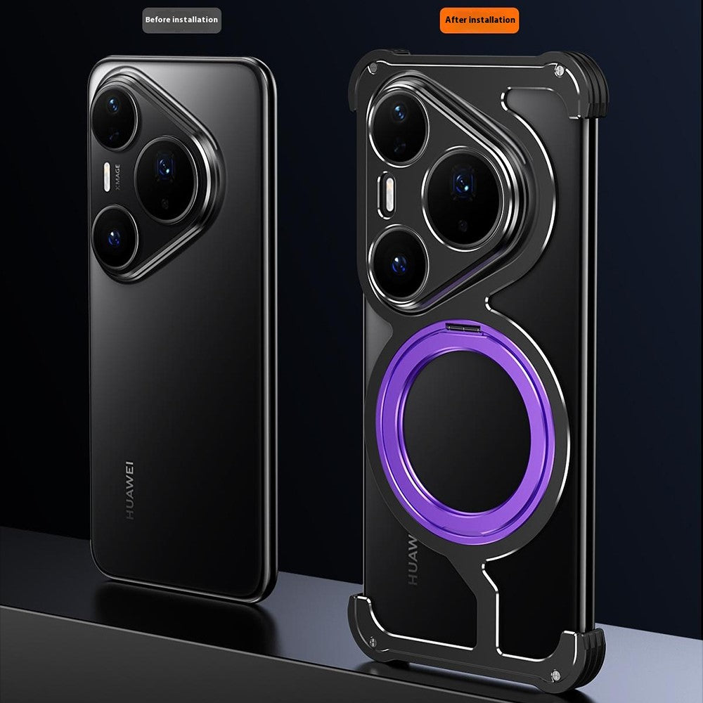 Huawei Pura 80 Pro / Pura 80 Pro+ Metallskal Roterande Stativ Värmeavledande Ramlös mobilstötfångare med Linsskydd