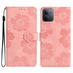 Telefoncover til Xiaomi Redmi 15C 5G (EU) (173mm) / 4G (EU) (173mm) / Poco C85 4G (173mm), læderetui med blomstermønster, tegnebogscover med håndledsrem