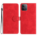 Telefoncover til Xiaomi Redmi 15C 5G (EU) (173mm) / 4G (EU) (173mm) / Poco C85 4G (173mm), læderetui med blomstermønster, tegnebogscover med håndledsrem