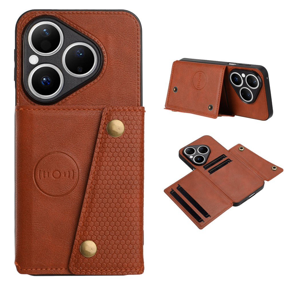 For Huawei Pura 80 Case with Card Slots Kickstand Leather + TPU Phone Cover