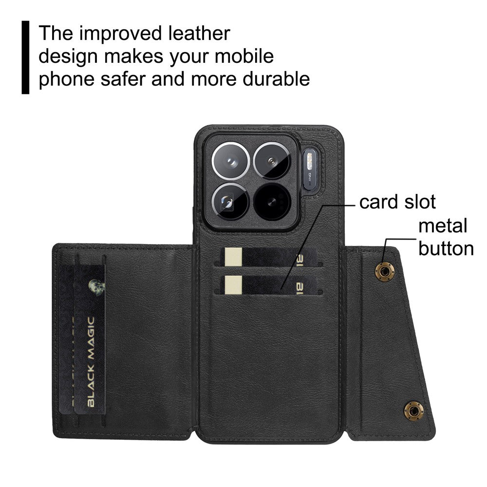 For Xiaomi 15S Pro Case with Card Slots Kickstand Leather + TPU Phone Cover