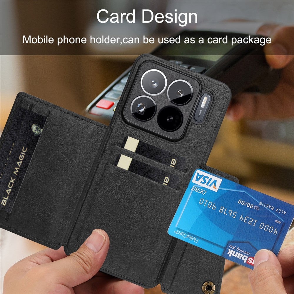 For Xiaomi 15S Pro Case with Card Slots Kickstand Leather + TPU Phone Cover