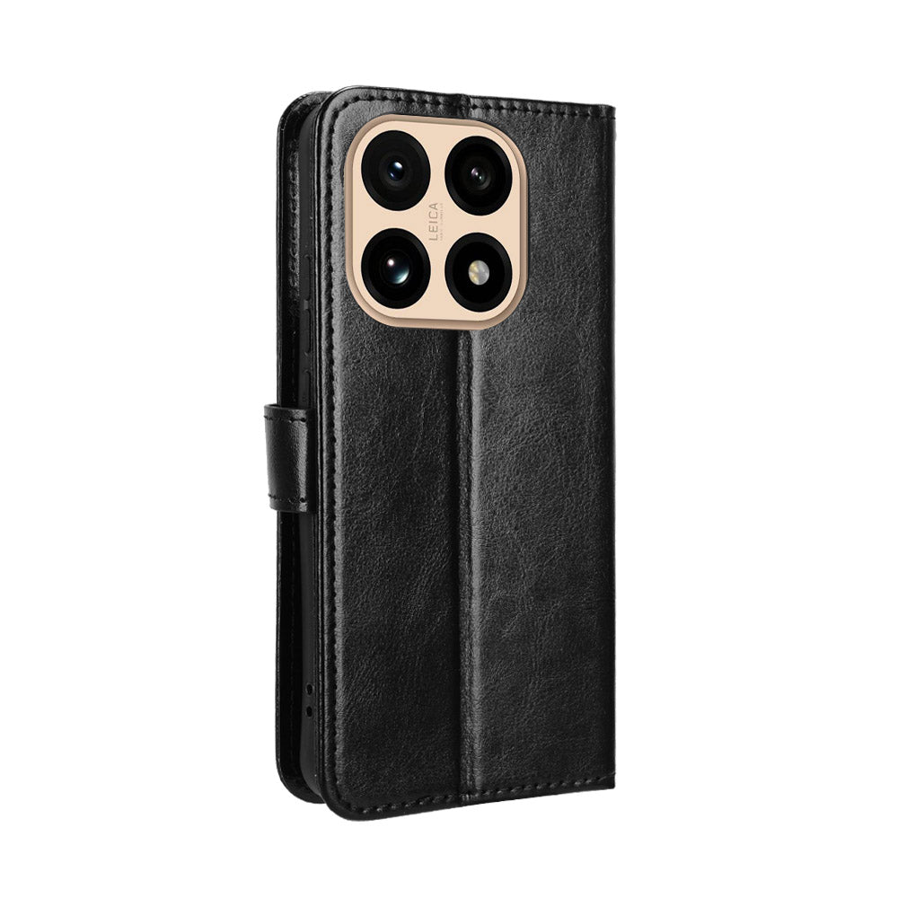 For Xiaomi 15T PU Leather Case with Strap Crazy Horse Texture Phone Wallet Cover