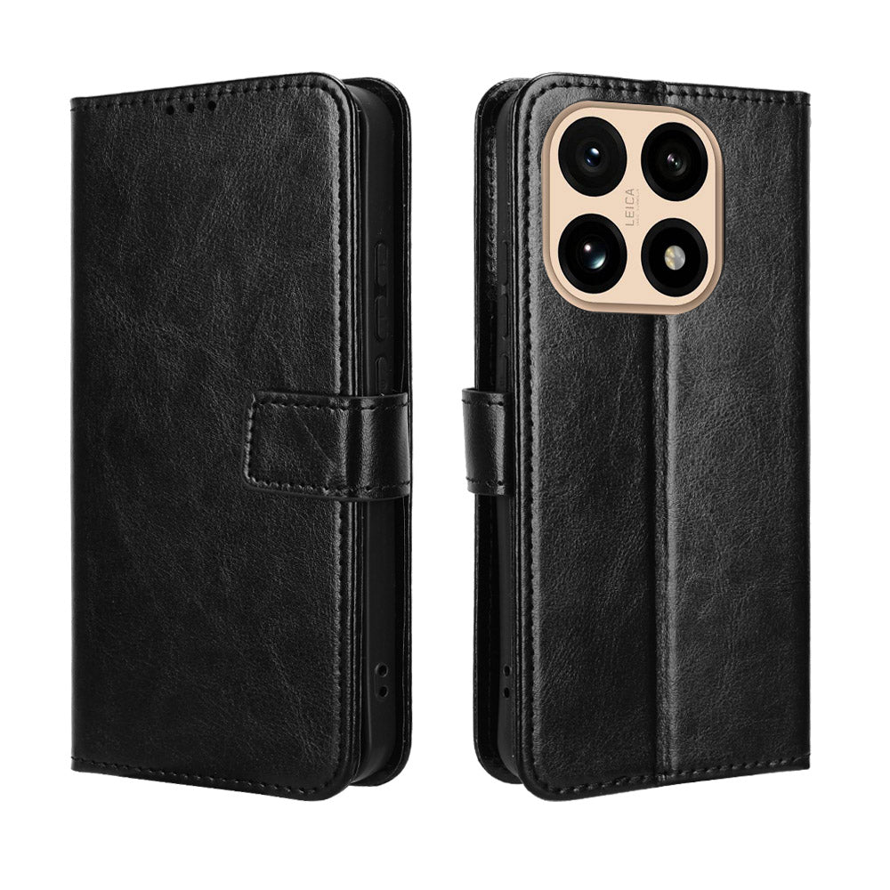 For Xiaomi 15T PU Leather Case with Strap Crazy Horse Texture Phone Wallet Cover