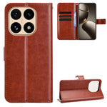 For Xiaomi 15T PU Leather Case with Strap Crazy Horse Texture Phone Wallet Cover