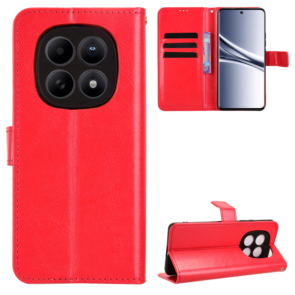 Xiaomi Poco M8 5G / Redmi Note 15 5G (Global) / Note 15 4G (Global) PU-läderskal med rem, plånboksfodral med Crazy Horse-textur