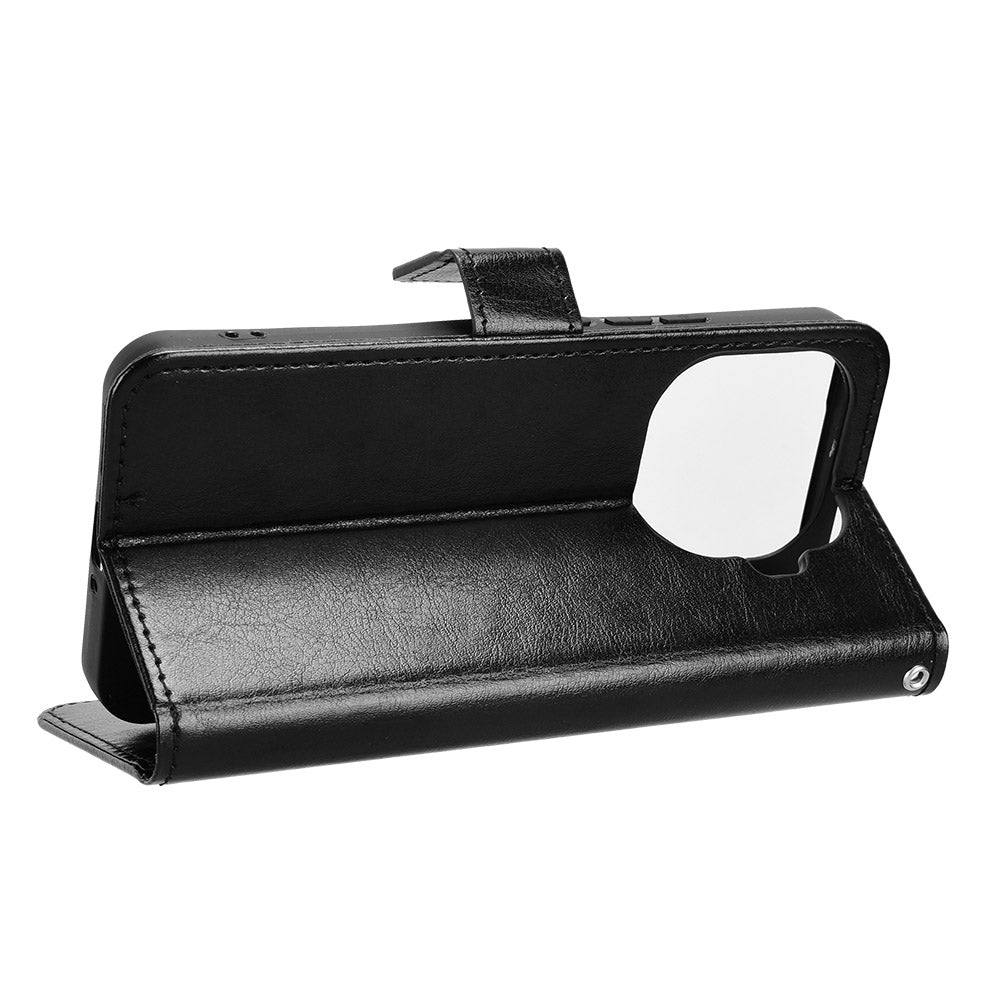 For Xiaomi 15T Pro PU Leather Case with Strap Crazy Horse Texture Phone Wallet Cover