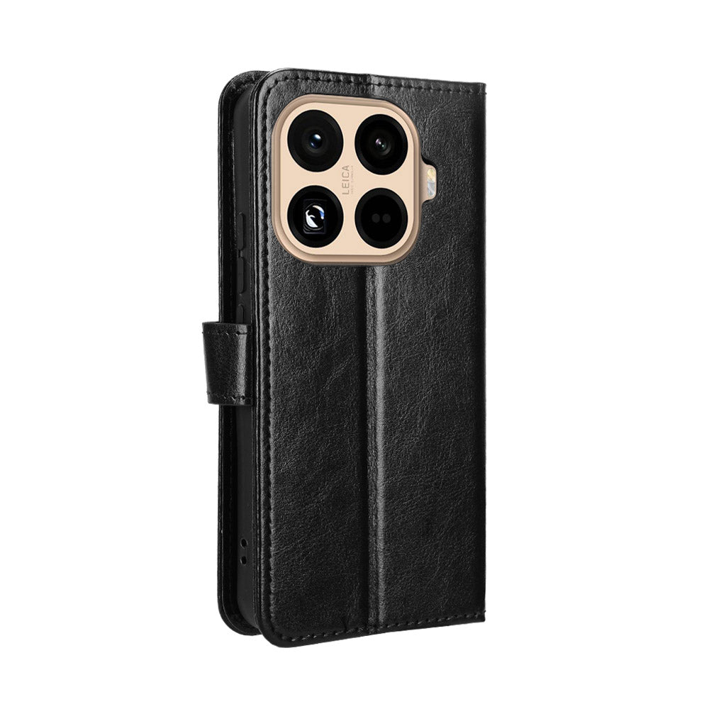 For Xiaomi 15T Pro PU Leather Case with Strap Crazy Horse Texture Phone Wallet Cover