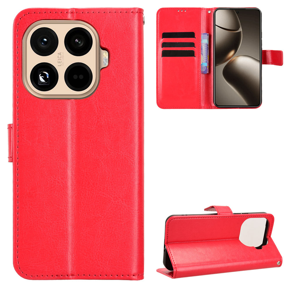 Xiaomi 15T Pro PU-läderskal med rem Crazy Horse Texture Phone Wallet Cover