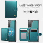 JEEHOOD For Samsung Galaxy S22 5G Case  J09 RFID Blocking Card Holder Leather Back Phone Cover Magnetic Case