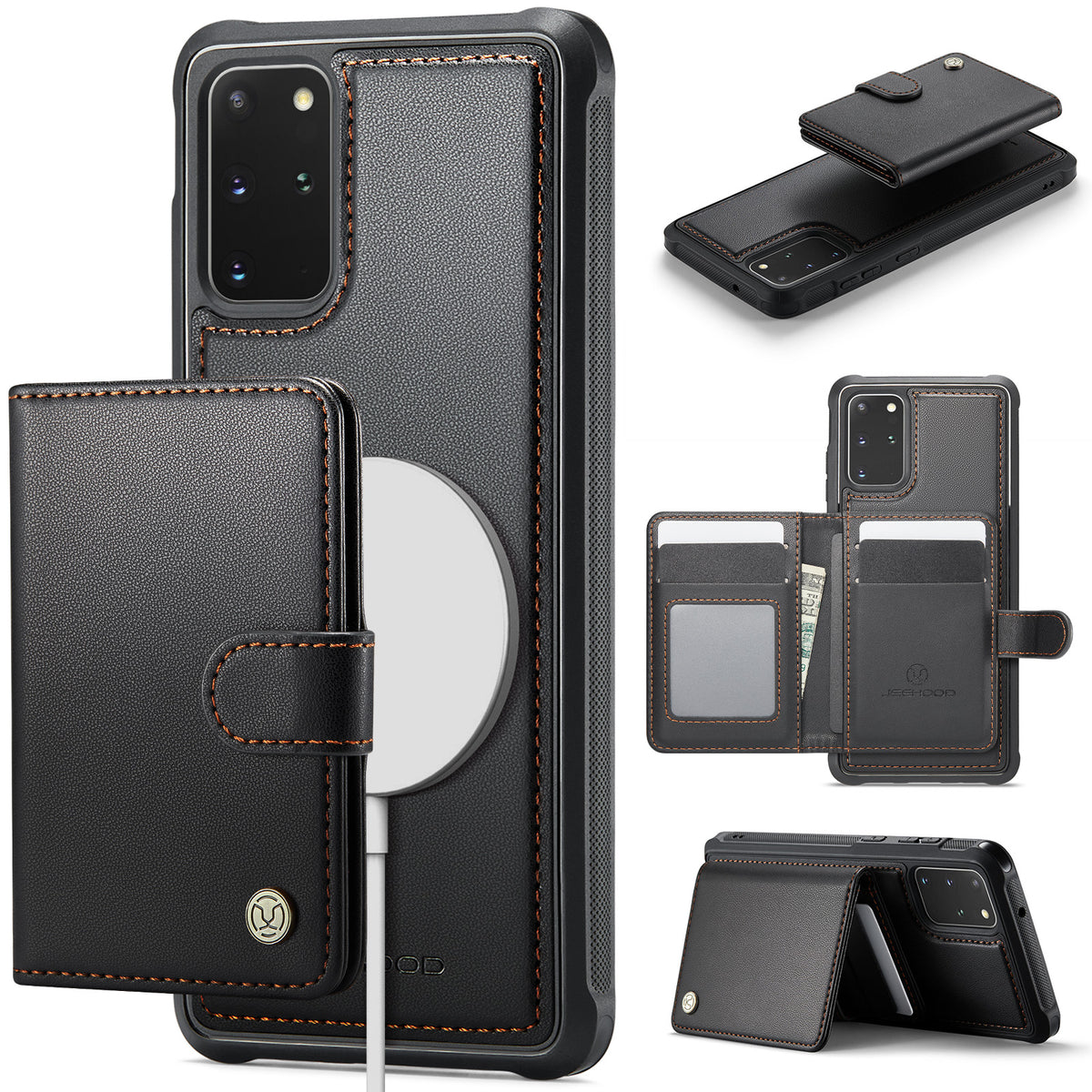 JEEHOOD For Samsung Galaxy S20 Plus 4G Case  J09 RFID Blocking Card Holder Leather Back Phone Cover Magnetic Case