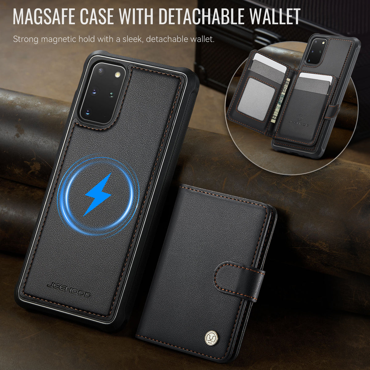 JEEHOOD For Samsung Galaxy S20 Plus 4G Case  J09 RFID Blocking Card Holder Leather Back Phone Cover Magnetic Case