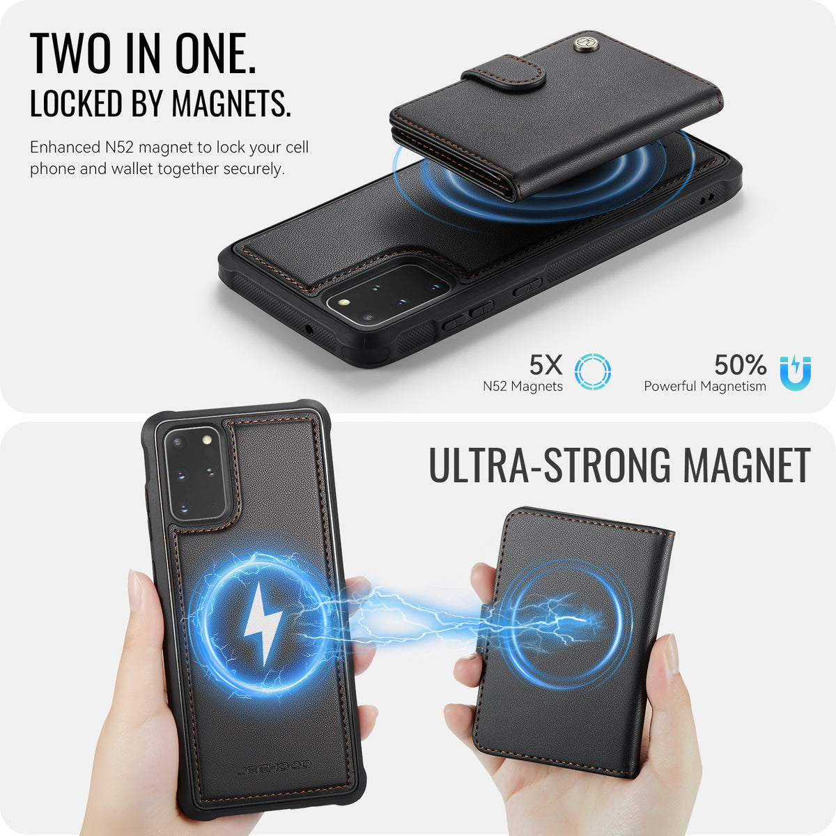 JEEHOOD For Samsung Galaxy S20 Plus 4G Case  J09 RFID Blocking Card Holder Leather Back Phone Cover Magnetic Case