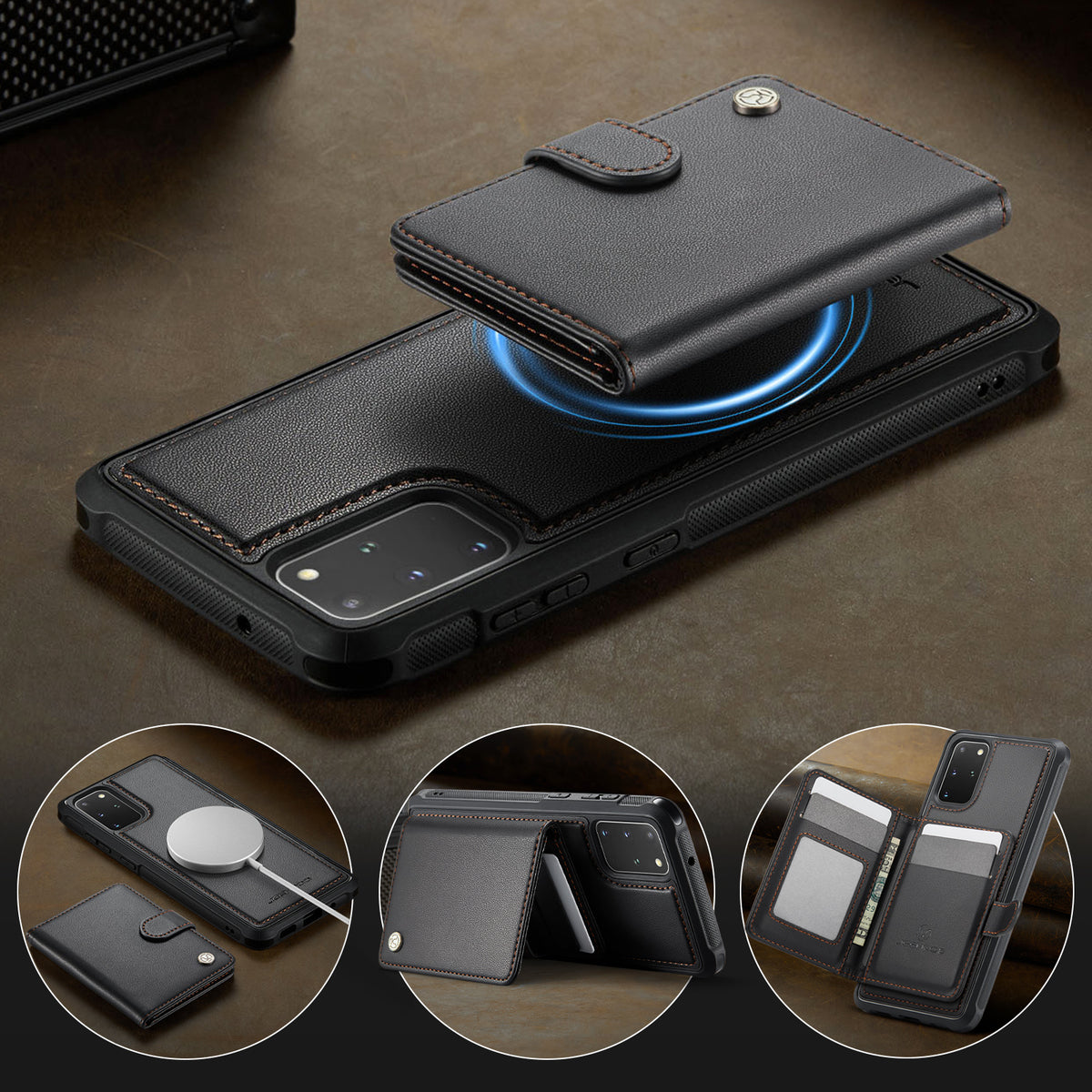JEEHOOD For Samsung Galaxy S20 Plus 4G Case  J09 RFID Blocking Card Holder Leather Back Phone Cover Magnetic Case