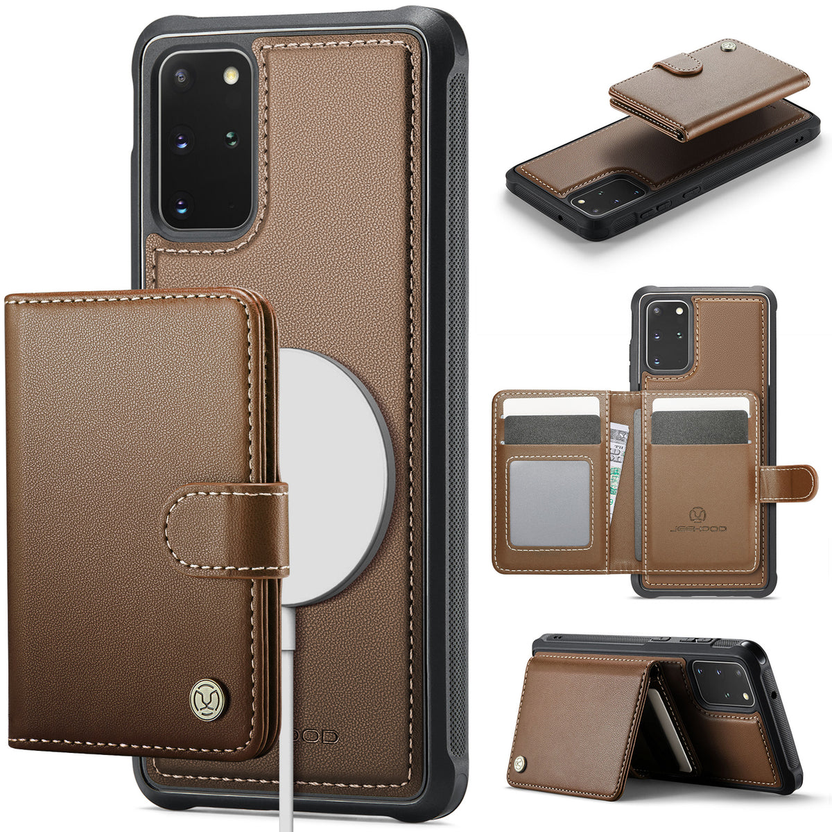 JEEHOOD For Samsung Galaxy S20 Plus 4G Case  J09 RFID Blocking Card Holder Leather Back Phone Cover Magnetic Case