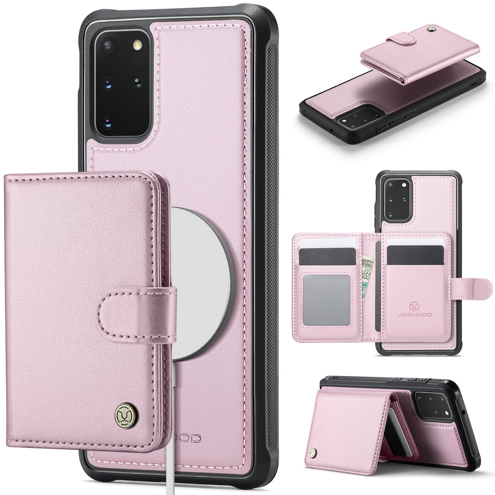 JEEHOOD For Samsung Galaxy S20 Plus 4G Case  J09 RFID Blocking Card Holder Leather Back Phone Cover Magnetic Case