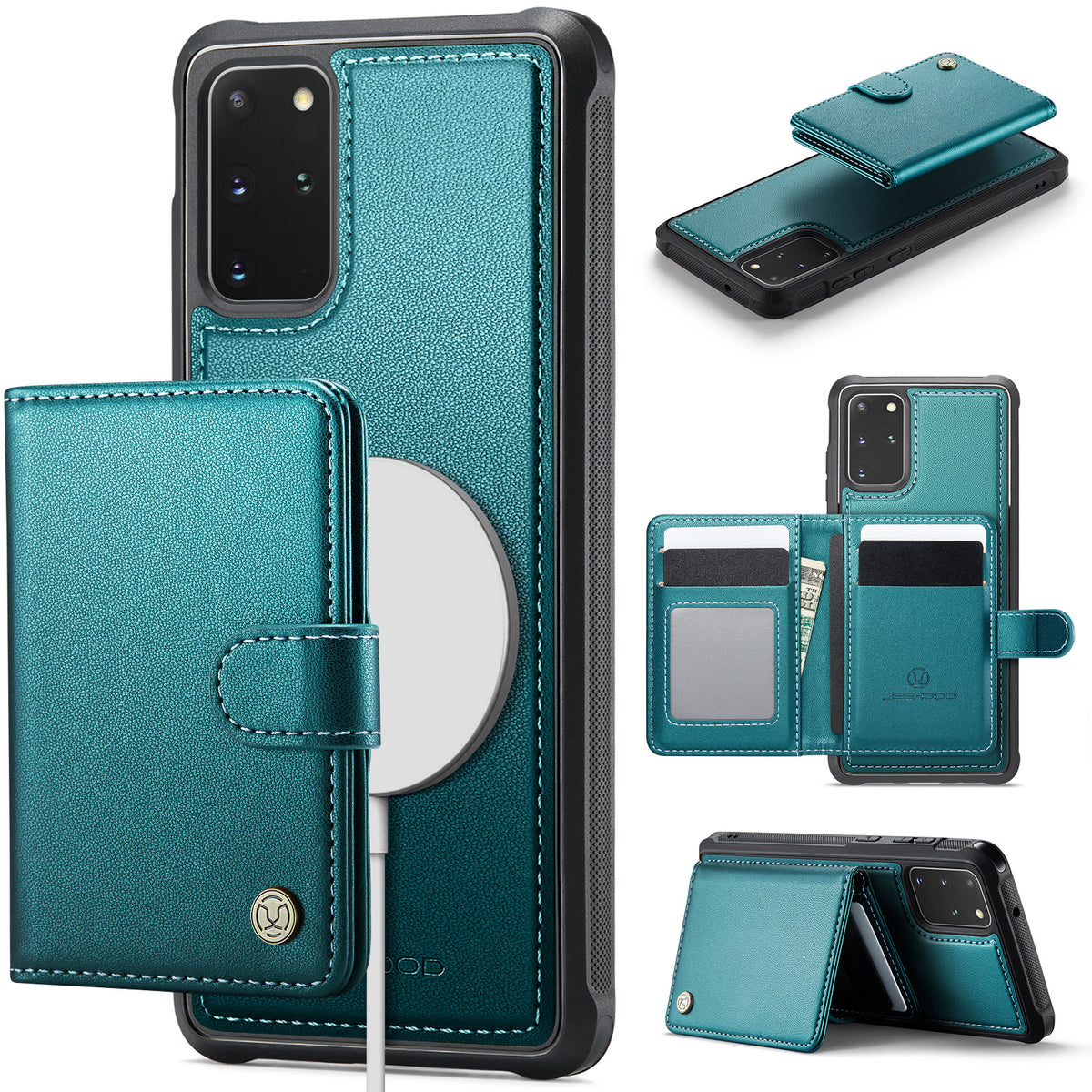 JEEHOOD For Samsung Galaxy S20 Plus 4G Case  J09 RFID Blocking Card Holder Leather Back Phone Cover Magnetic Case