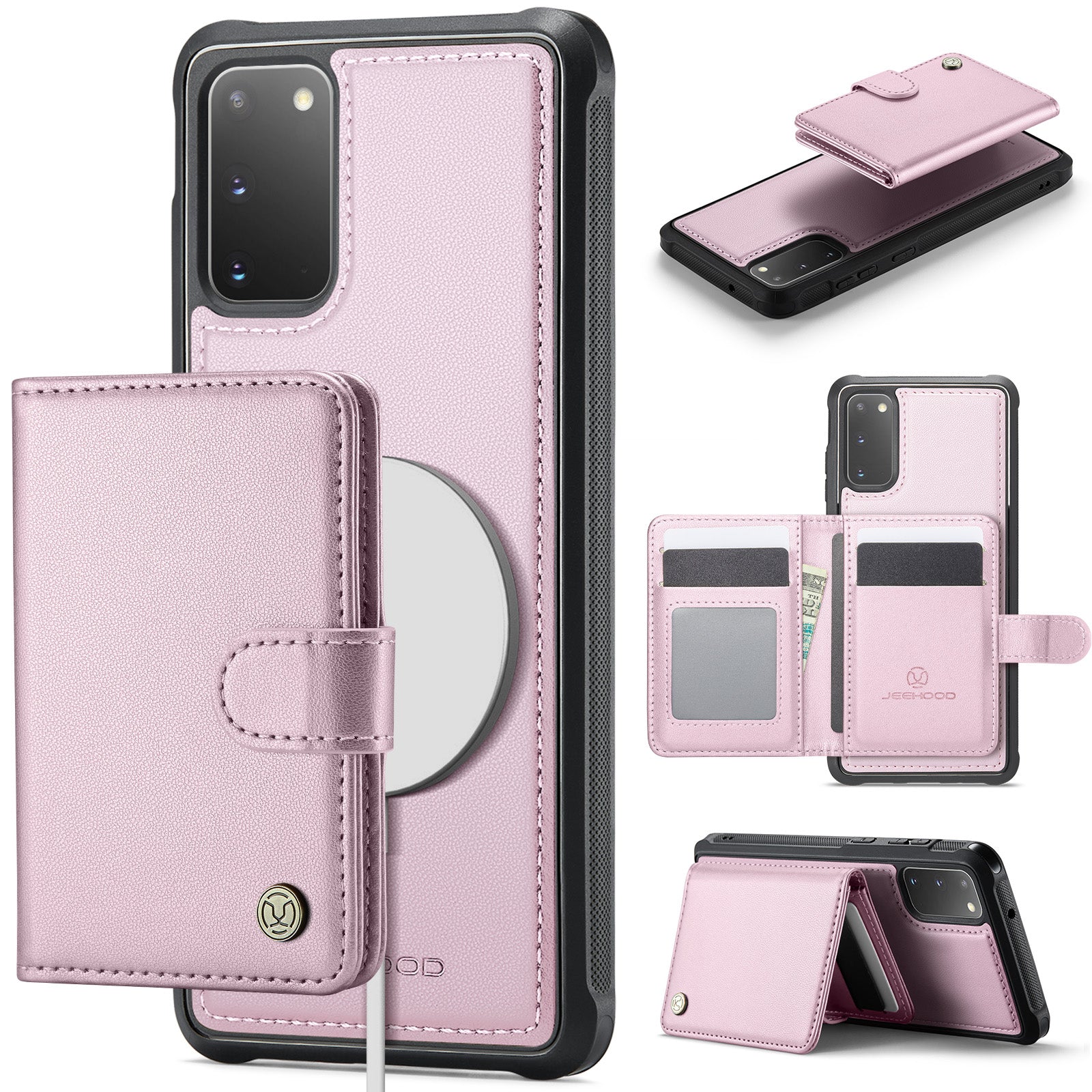 JEEHOOD For Samsung Galaxy S20 4G Case  J09 RFID Blocking Card Holder Leather Back Phone Cover Magnetic Case