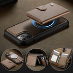 JEEHOOD For iPhone 11 Pro Max Case  J09 RFID Blocking Card Holder Leather Back Phone Cover Compatible with MagSafe