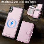 JEEHOOD For iPhone XS Max 6.5 inch Case  J09 RFID Blocking Card Holder Leather Back Phone Cover Compatible with MagSafe