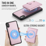 JEEHOOD For iPhone XS Max 6.5 inch Case  J09 RFID Blocking Card Holder Leather Back Phone Cover Compatible with MagSafe