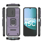 Phone Case For Xiaomi Redmi 15C 5G (EU) (173mm)  /  4G (EU) (173mm)  /  Poco C85 4G (173mm) PC + TPU Kickstand Protector with Lens Cover