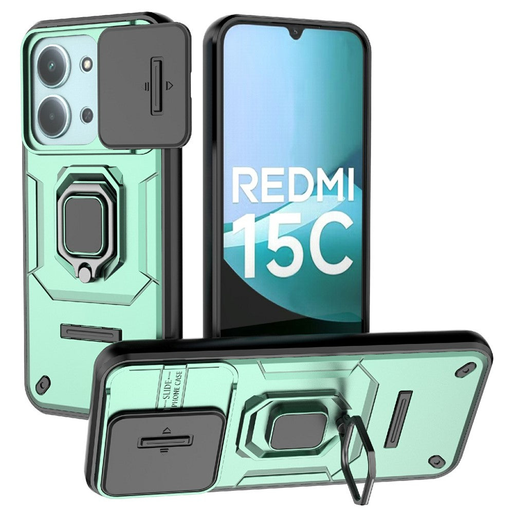 Phone Case For Xiaomi Redmi 15C 5G (EU) (173mm)  /  4G (EU) (173mm)  /  Poco C85 4G (173mm) PC + TPU Kickstand Protector with Lens Cover