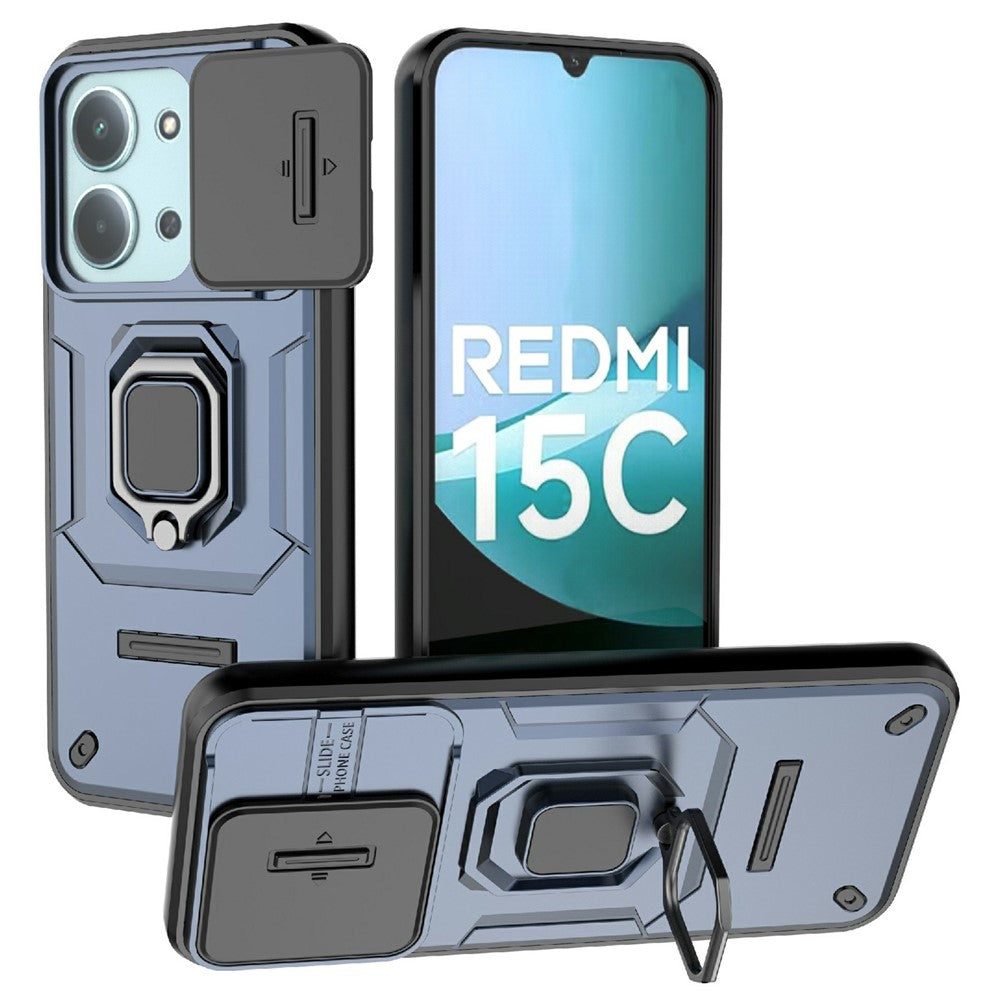 Phone Case For Xiaomi Redmi 15C 5G (EU) (173mm)  /  4G (EU) (173mm)  /  Poco C85 4G (173mm) PC + TPU Kickstand Protector with Lens Cover