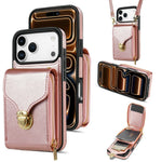 For iPhone 18 Pro Max / 17 Pro Max Case Zipper Wallet Leather + TPU Phone Cover with Strap