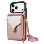For iPhone 18 Pro Max / 17 Pro Max Case Zipper Wallet Leather + TPU Phone Cover with Strap