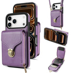 For iPhone 18 Pro Max / 17 Pro Max Case Zipper Wallet Leather + TPU Phone Cover with Strap