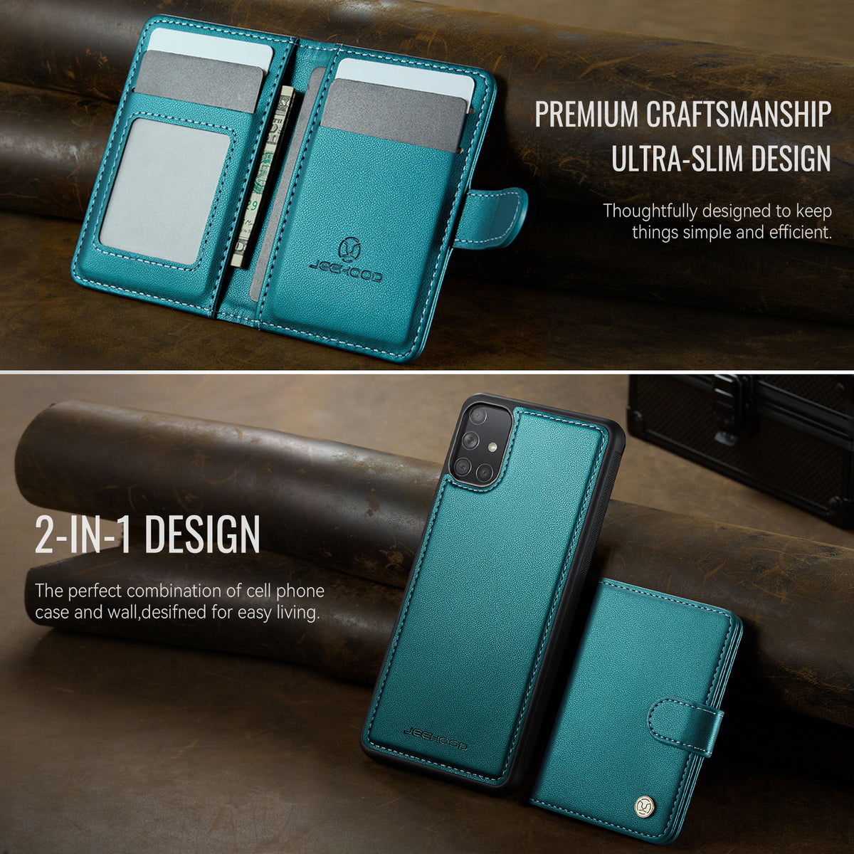 JEEHOOD For Samsung Galaxy A51 4G SM-A515 Case  J09 RFID Blocking Card Holder Leather Back Phone Cover Magnetic Case