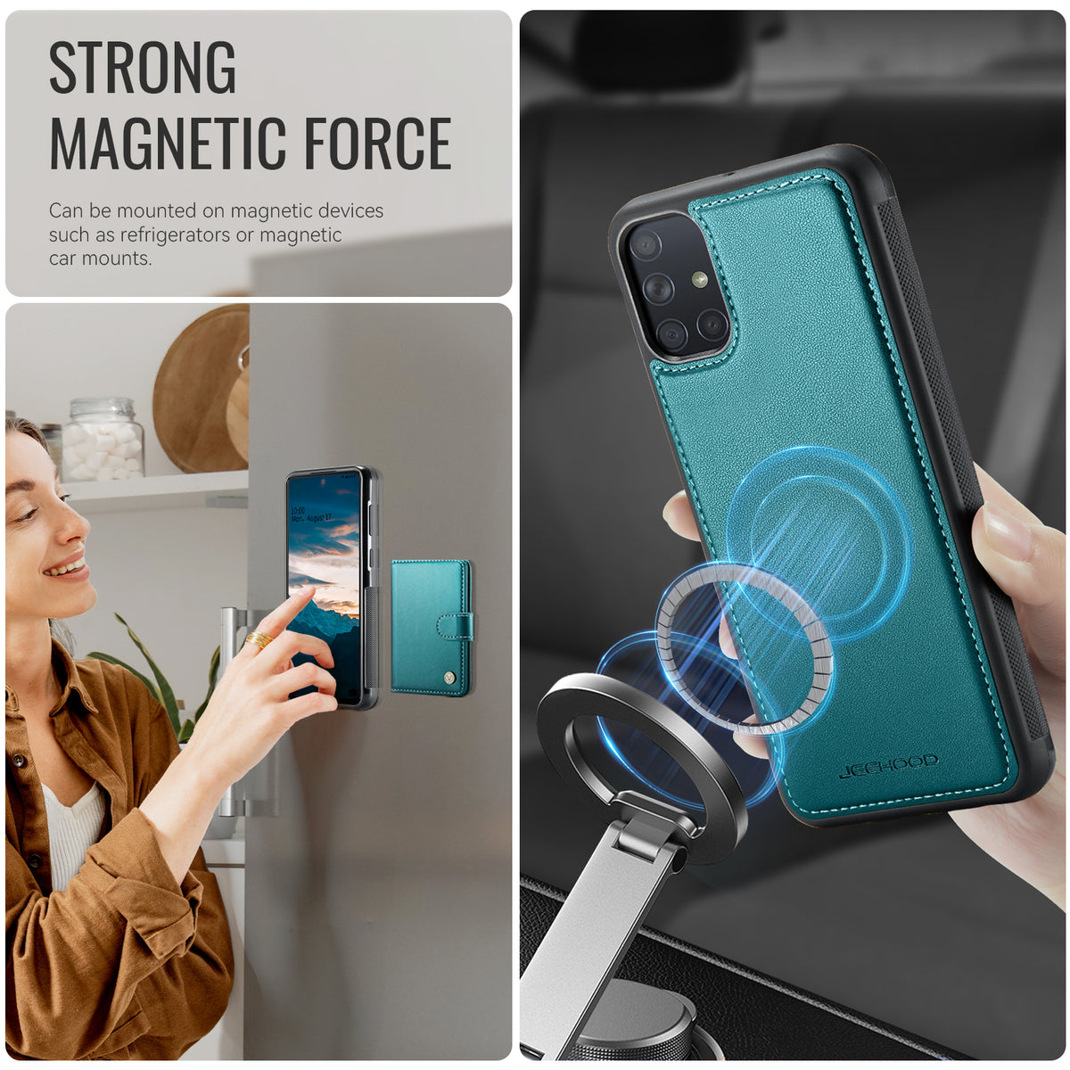 JEEHOOD For Samsung Galaxy A51 4G SM-A515 Case  J09 RFID Blocking Card Holder Leather Back Phone Cover Magnetic Case