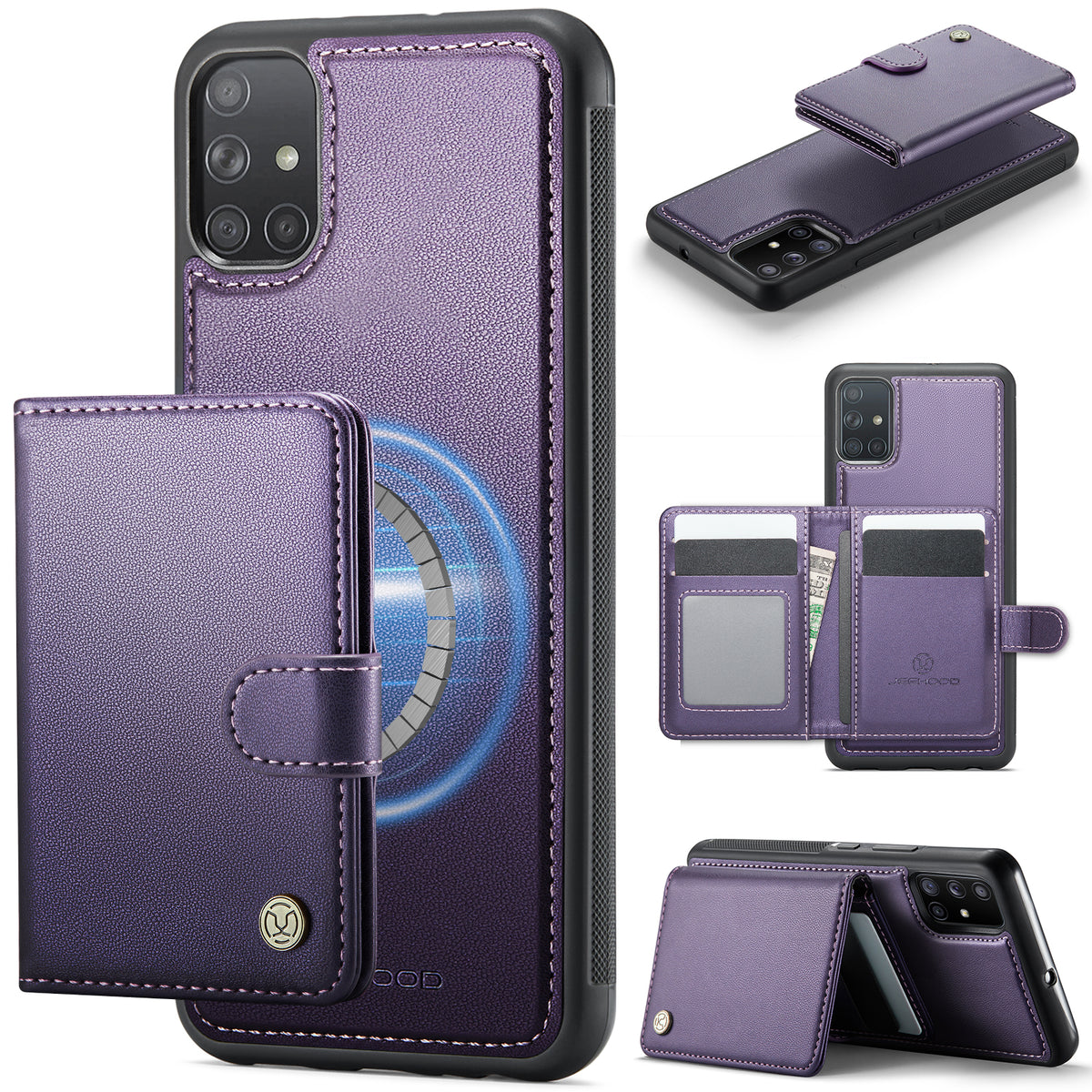 JEEHOOD For Samsung Galaxy A51 4G SM-A515 Case  J09 RFID Blocking Card Holder Leather Back Phone Cover Magnetic Case