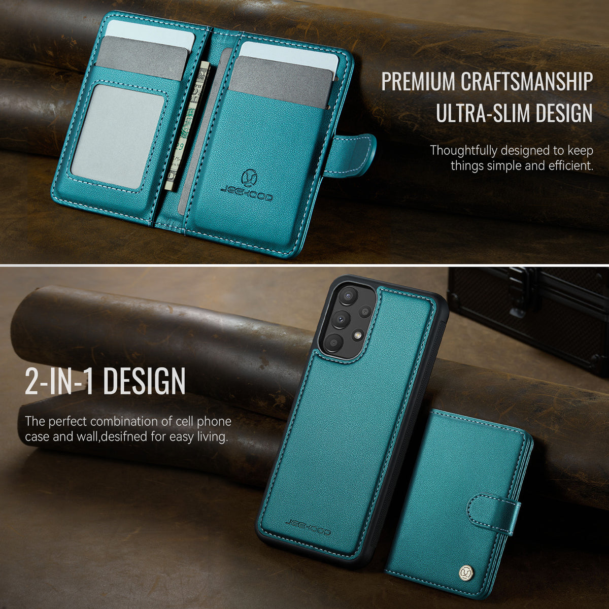 JEEHOOD For Samsung Galaxy A52 5G / Galaxy A52s 5G / Galaxy A52 4G Case J09 RFID Blocking Card Holder Leather Back Phone Cover Magnetic Case