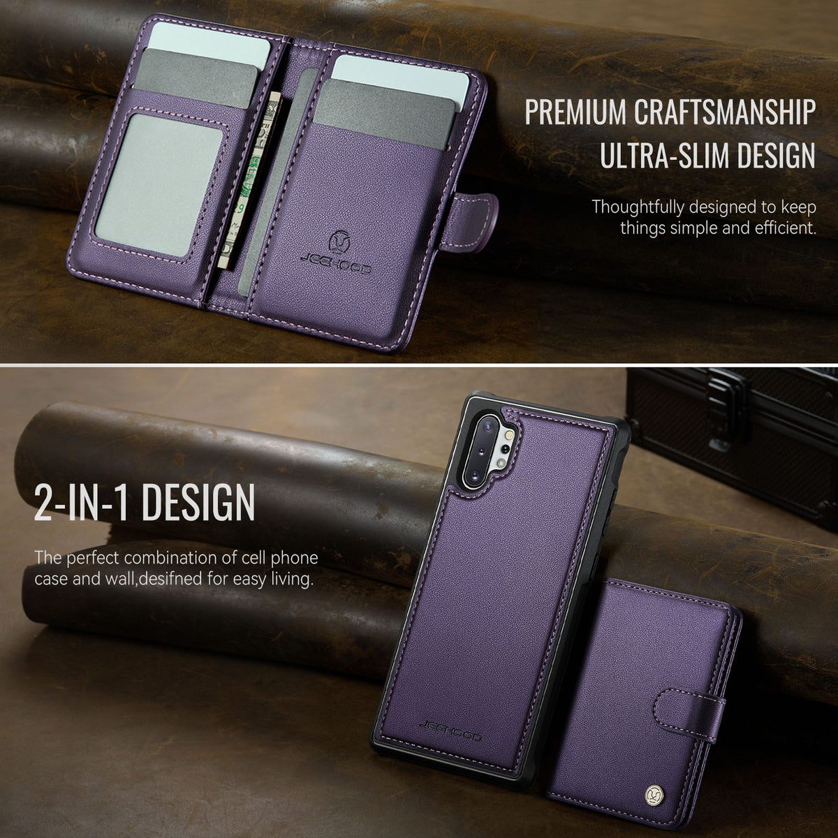 JEEHOOD Til Samsung Galaxy Note10+ 4G Cover J09 RFID Blokerende Kortholder Læder Bagcover Magnetisk Cover