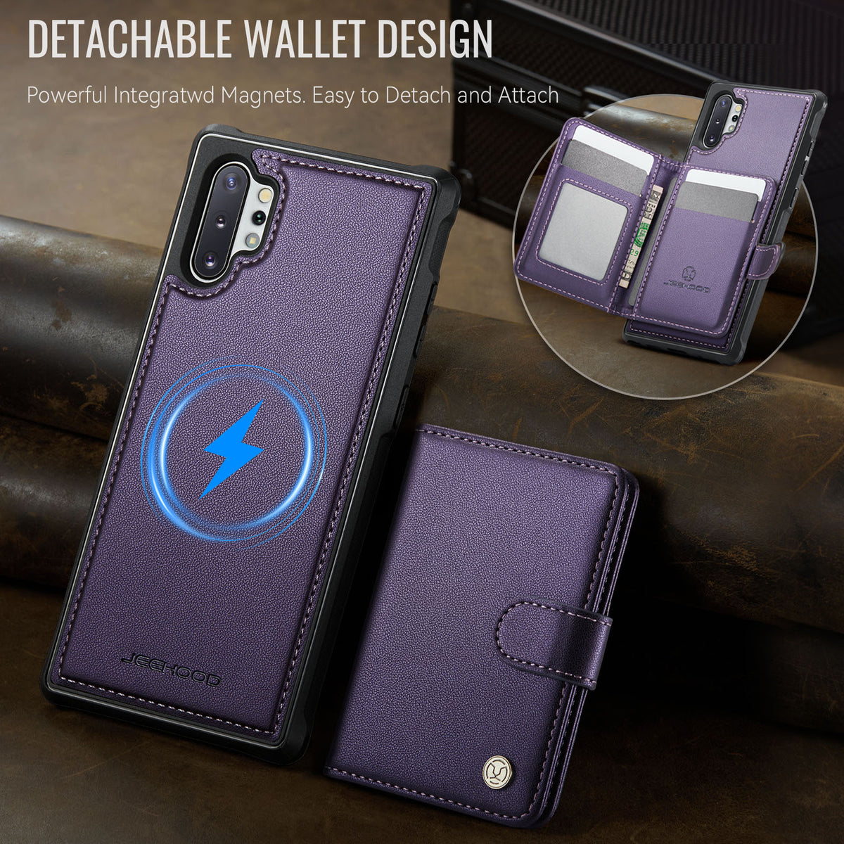 JEEHOOD Til Samsung Galaxy Note10+ 4G Cover J09 RFID Blokerende Kortholder Læder Bagcover Magnetisk Cover