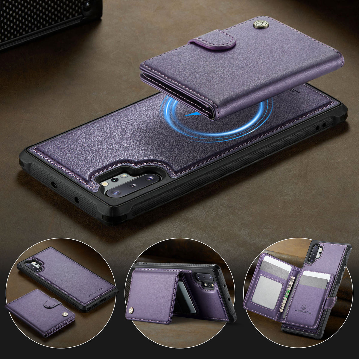JEEHOOD Til Samsung Galaxy Note10+ 4G Cover J09 RFID Blokerende Kortholder Læder Bagcover Magnetisk Cover