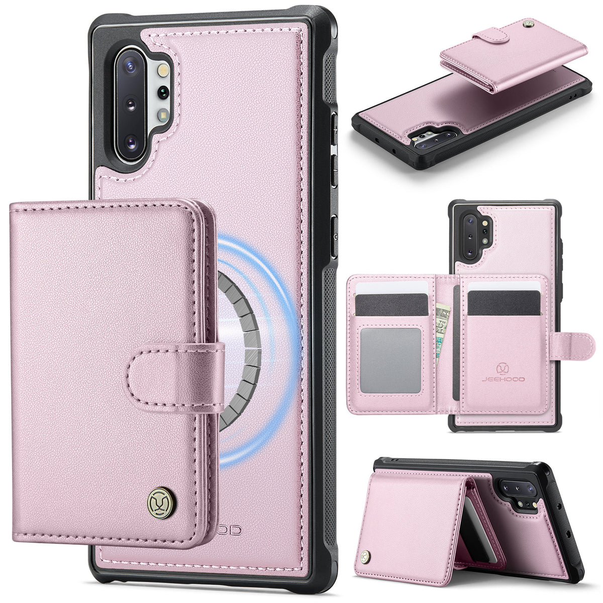 JEEHOOD Til Samsung Galaxy Note10+ 4G Cover J09 RFID Blokerende Kortholder Læder Bagcover Magnetisk Cover