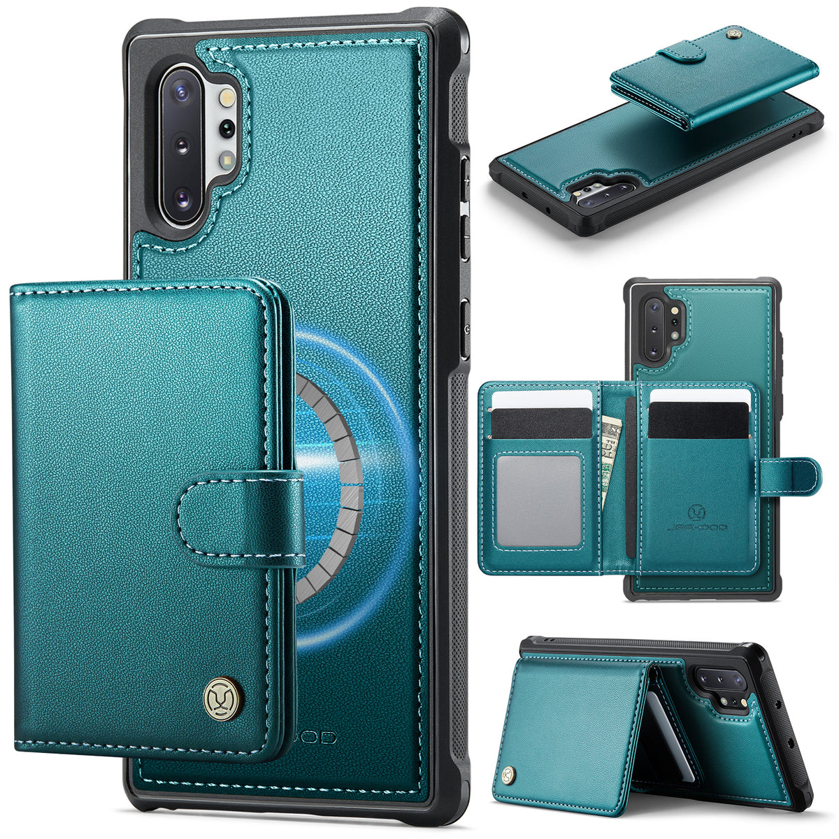 JEEHOOD Til Samsung Galaxy Note10+ 4G Cover J09 RFID Blokerende Kortholder Læder Bagcover Magnetisk Cover
