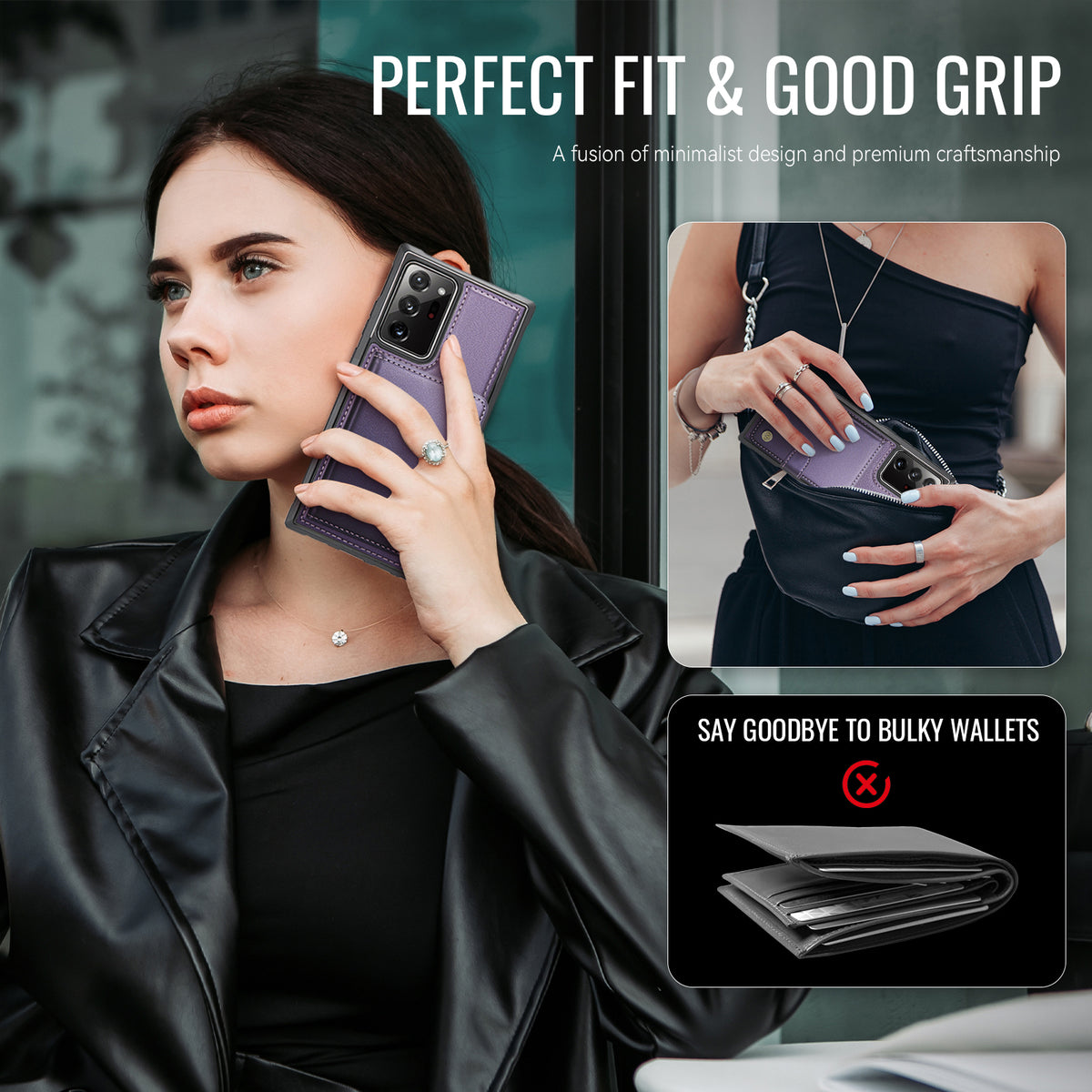 JEEHOOD For Samsung Galaxy Note20 Ultra Case  J09 RFID Blocking Card Holder Leather Back Phone Cover Magnetic Case