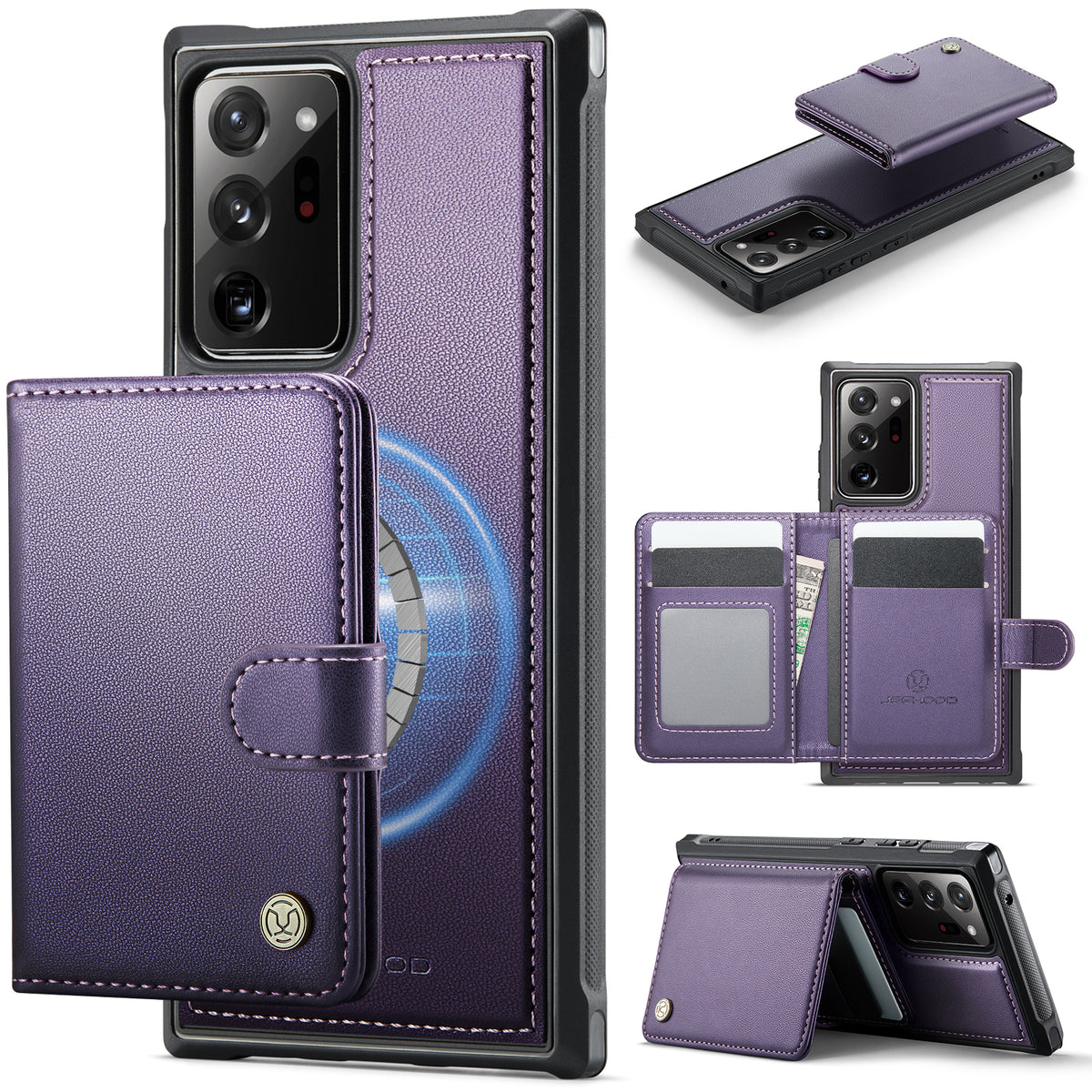 JEEHOOD For Samsung Galaxy Note20 Ultra Case  J09 RFID Blocking Card Holder Leather Back Phone Cover Magnetic Case