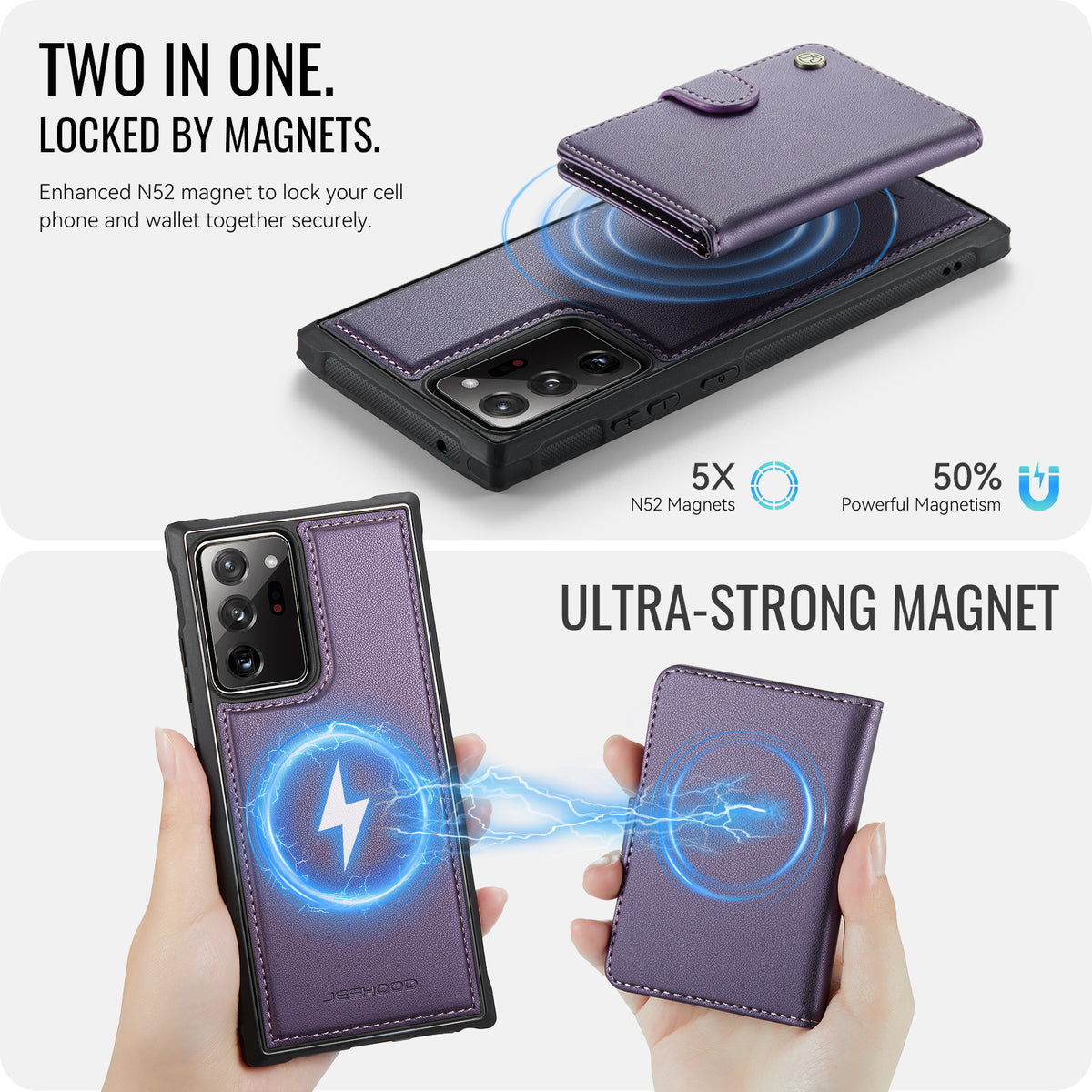 JEEHOOD For Samsung Galaxy Note20 Ultra Case  J09 RFID Blocking Card Holder Leather Back Phone Cover Magnetic Case